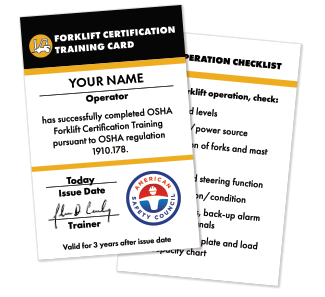 Forklift Certification Card