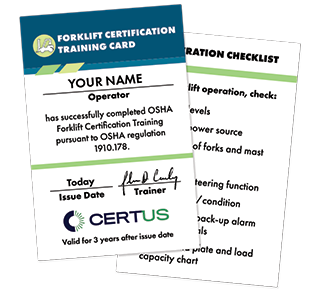 Forklift Certification Card